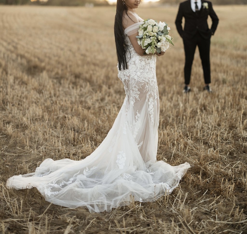 Blanco Bridal, Cain - Champagne Mermaid Full Lace Dress and Deep Wedding  Dress Save 60% - Stillwhite
