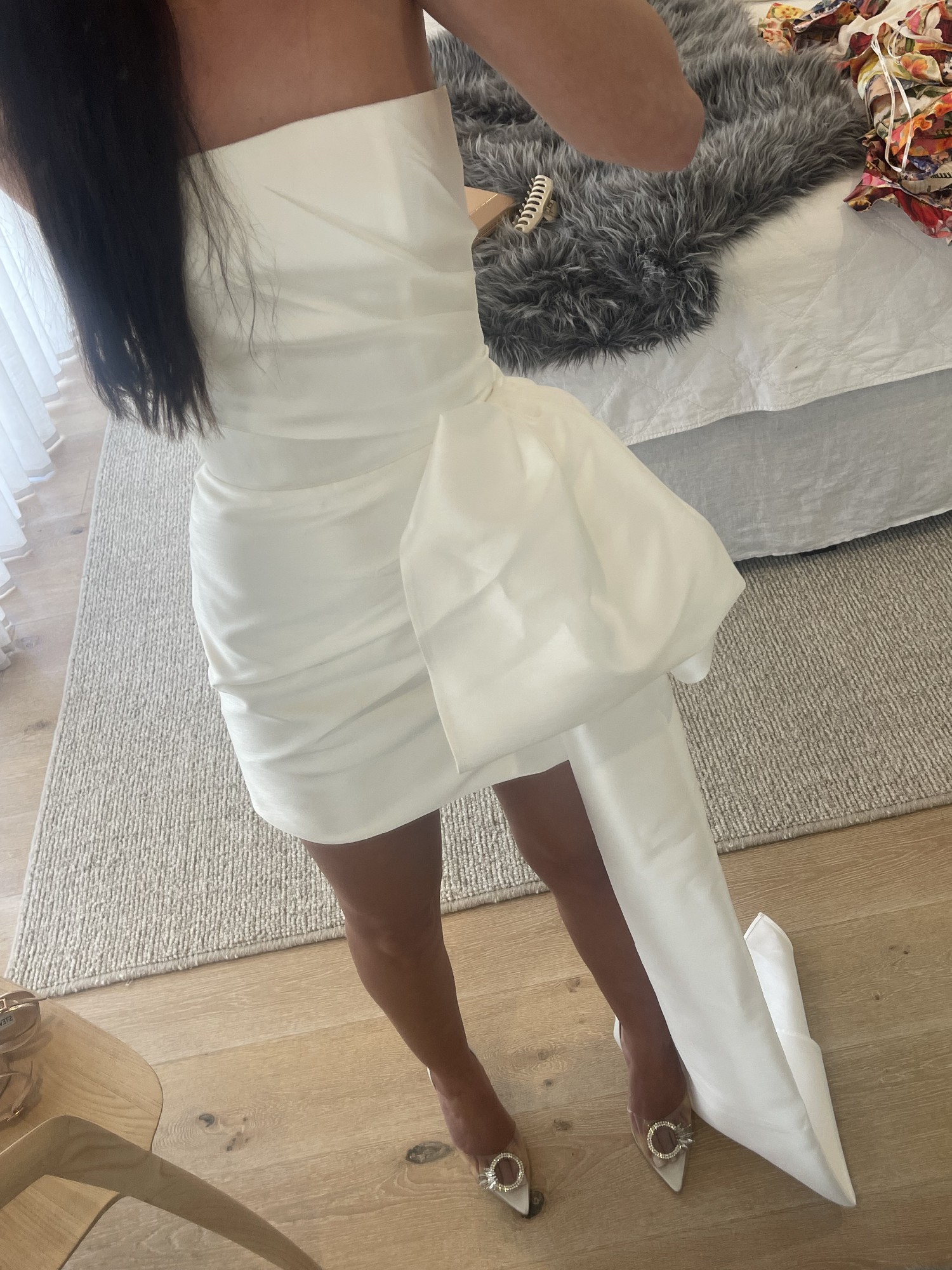 Asymmetrical Strapless Mini Dress