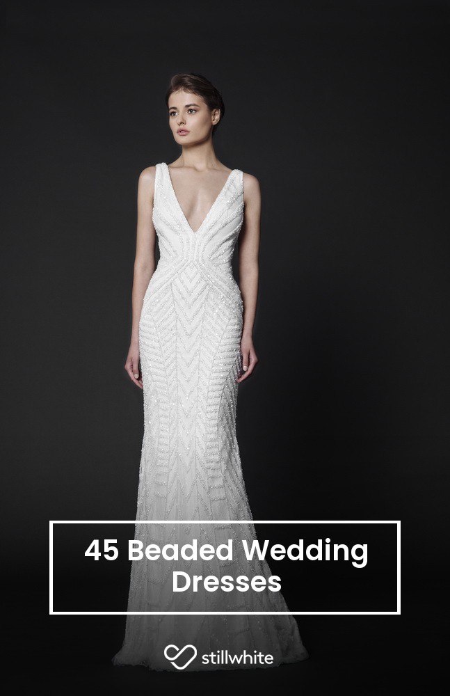 beaded simple wedding dress