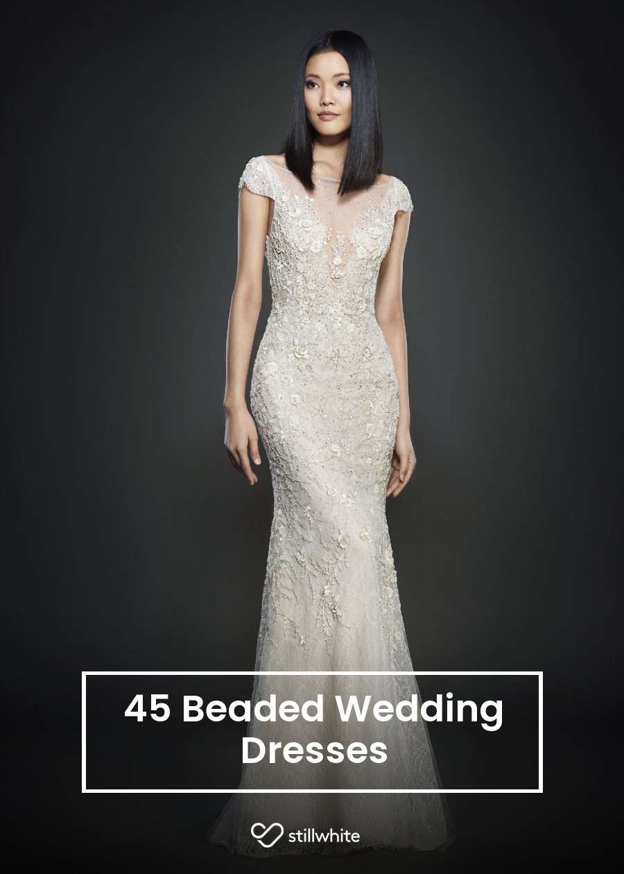 beaded simple wedding dress